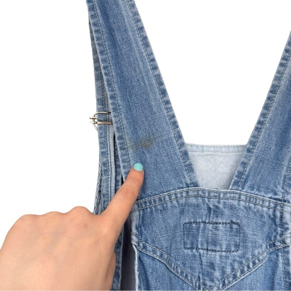 Vintage 90s Denim Jean Overalls Size XS Light Wash Jumpsuit Onesie - Picture 9 of 10